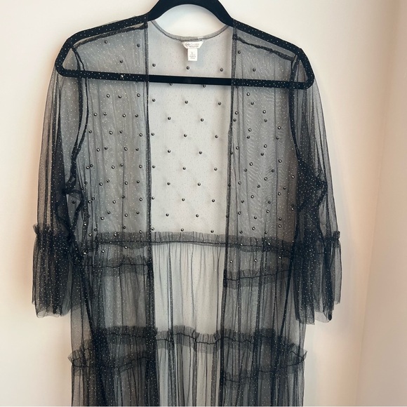 Cato Collection Limited Edition Black Sheer Studded Sparkle Duster - Large - Picture 2 of 13